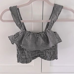 Girls black and white gingham crop top, size 10.